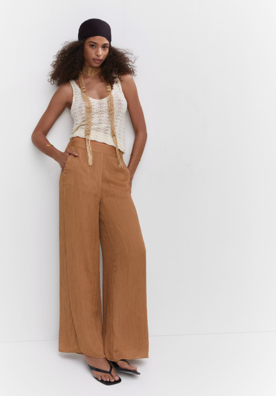 Pantalon wideleg plissé